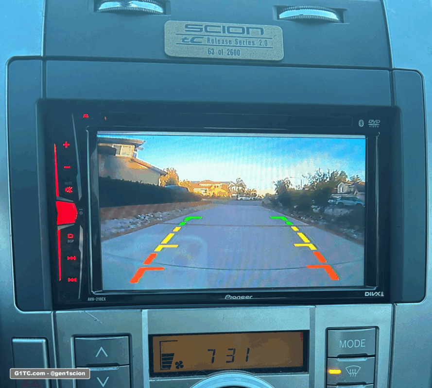 backup reverse camera retrofit onto Scion tc 2005-2010