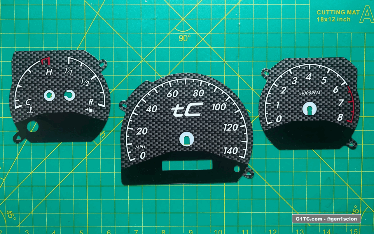 black cat custom carbon fiber style gauge faces 2005-2010 Scion tC