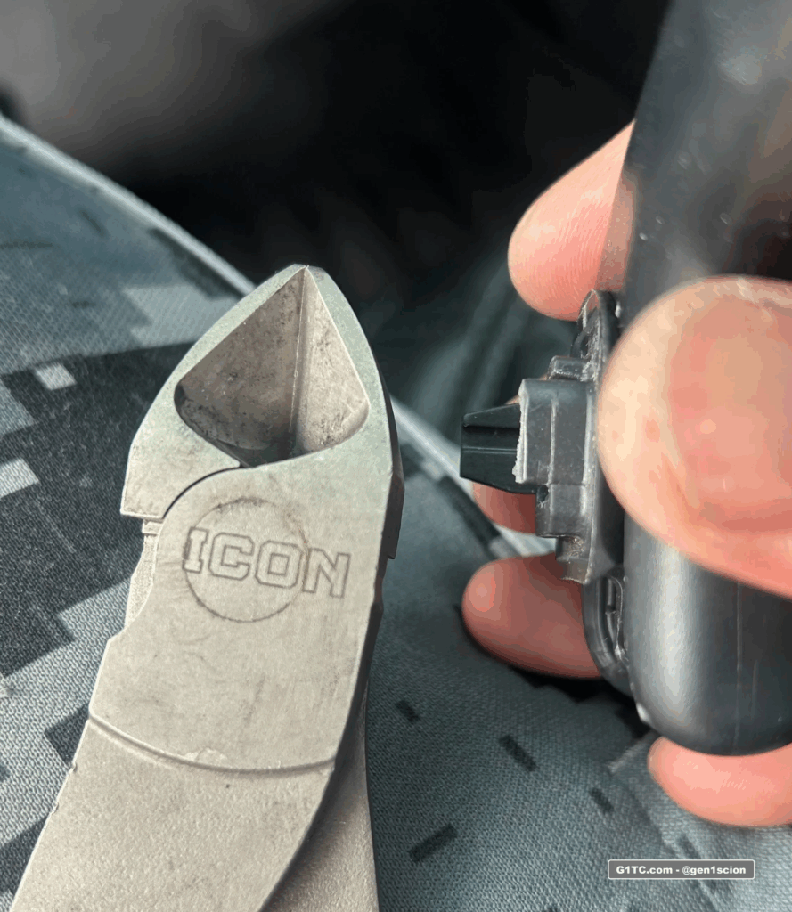 blackout project modifying OEM Toyota black grab handles trim to fit