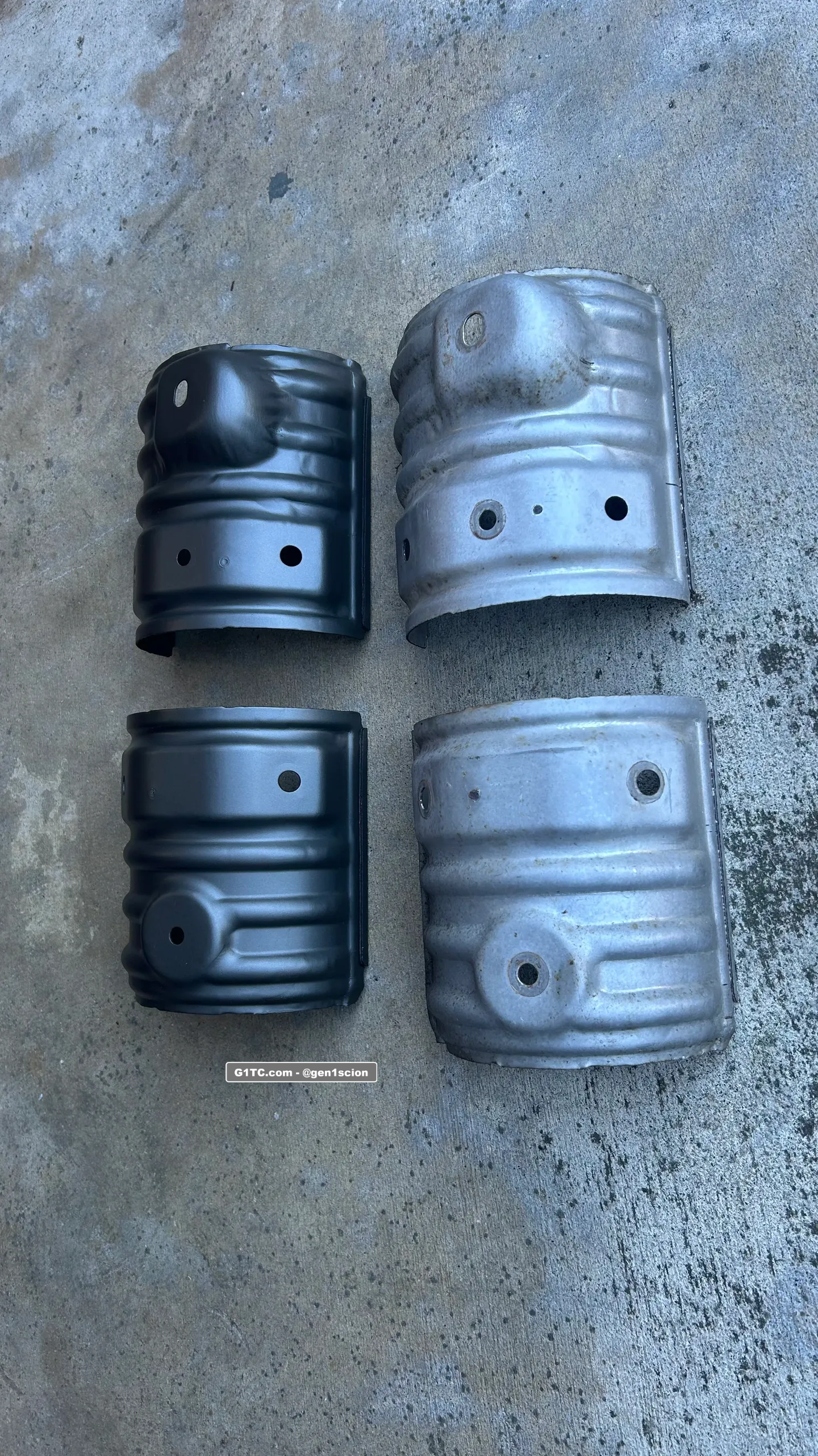 Catalytic coverter lower heat shields painted Seymour 16-2668 cast iron gray high temp paint