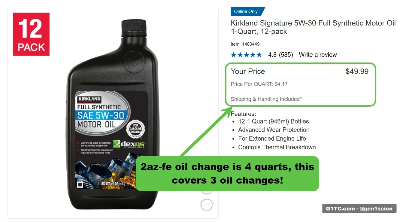 costco Kirkalnd Full synthetic 5w-30 good value 12-quart pack