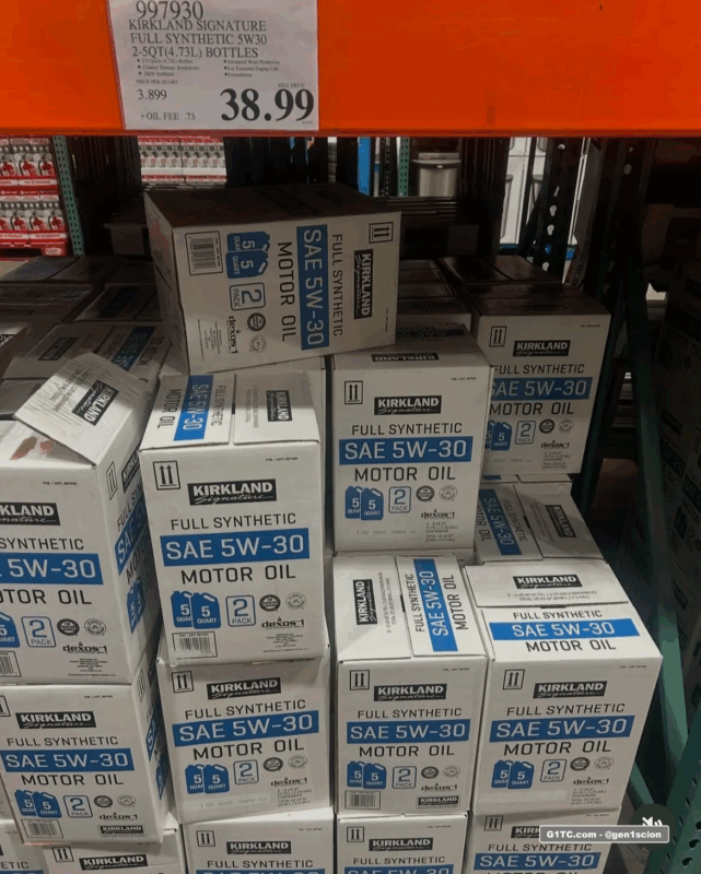 Costco Kirkland 5W-30 full synthetic motor oil good value