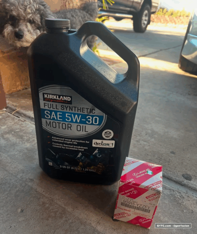 costco kirkland full synthetic 5W-30 value motor oil with OEM toyota filter