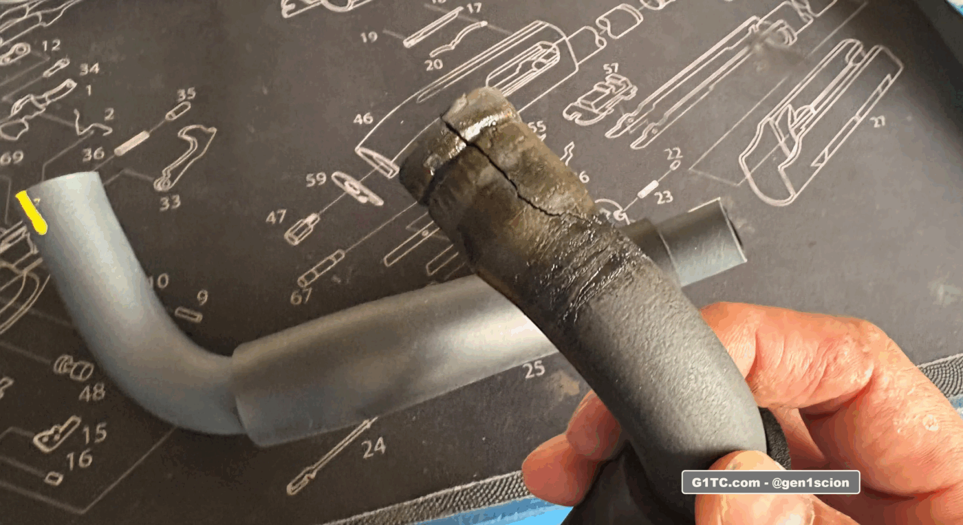 cracked crankcase breather to intake pipe hose