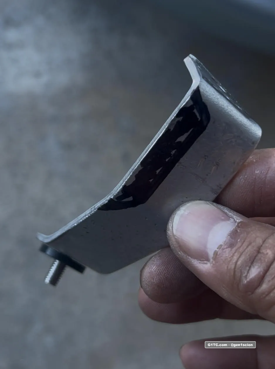 custom bracket for coolant reservoir passenger side hood strut clearance