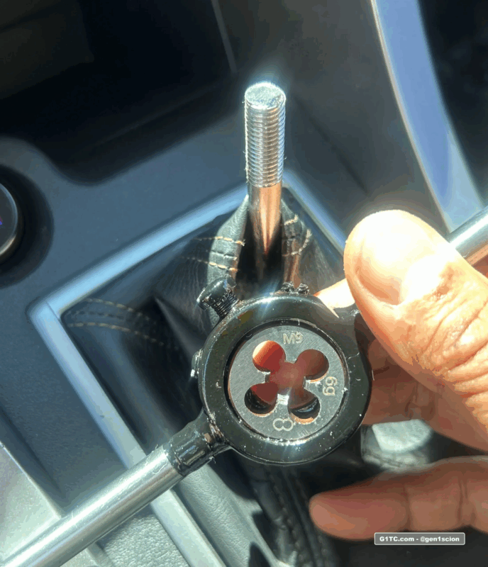 cut down automatic gear shift rod and rethread to M9