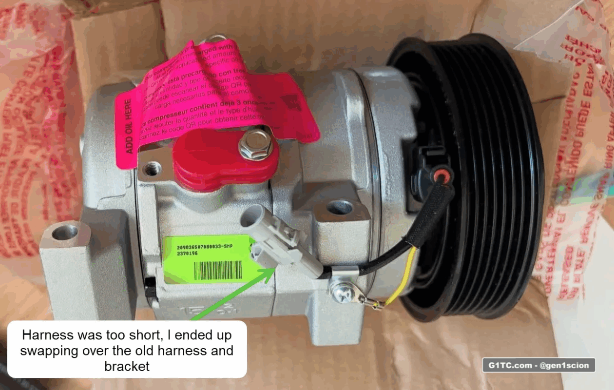 Four Seasons air conditioning replacement unit harness too short swap over from OEM compressor