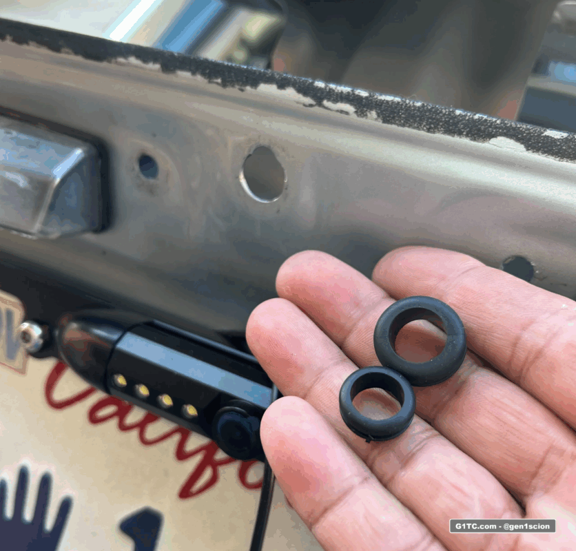 grommet for hole license plate mounted reverse backup camera