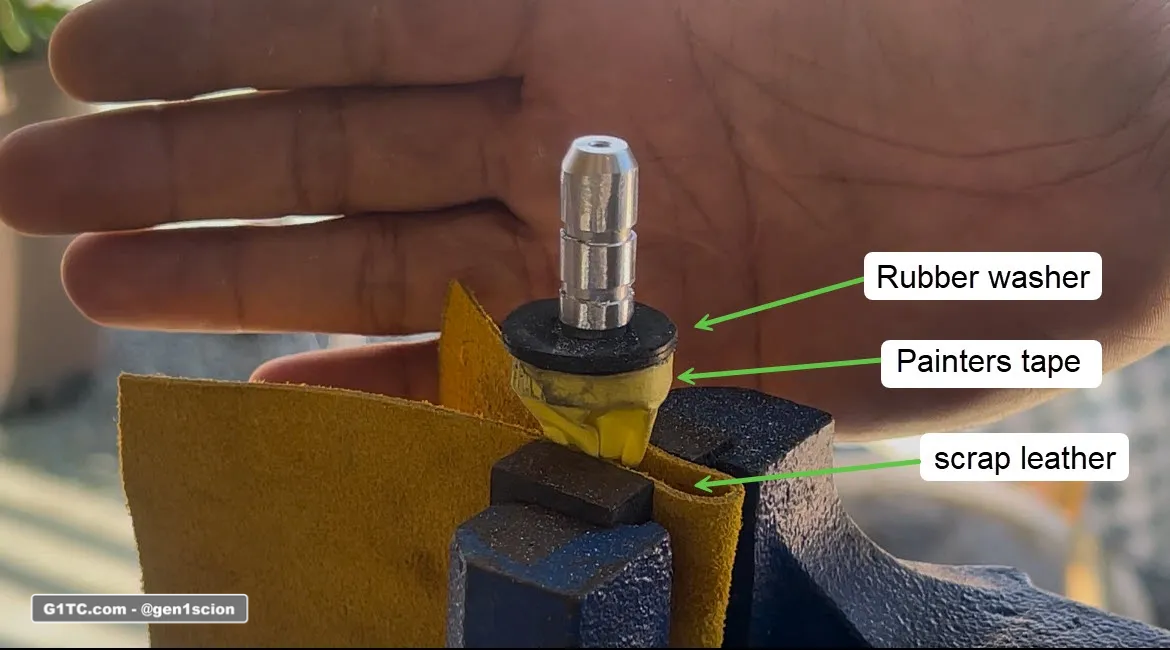 hand filing the custom billet oil dipstick handle to the right diameter
