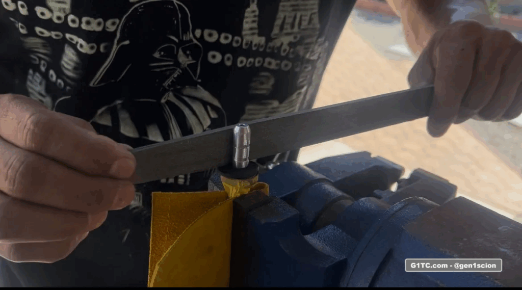 hand filing the shaft diameter