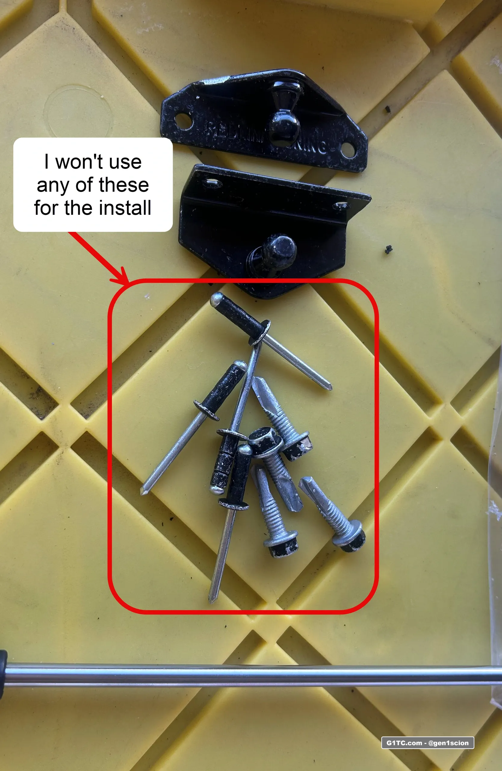 hardware included with the redline tuning hood strut kit