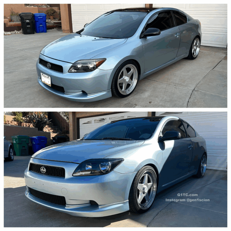 headlight blackout amber delete before and after 2005-2010 scion tc