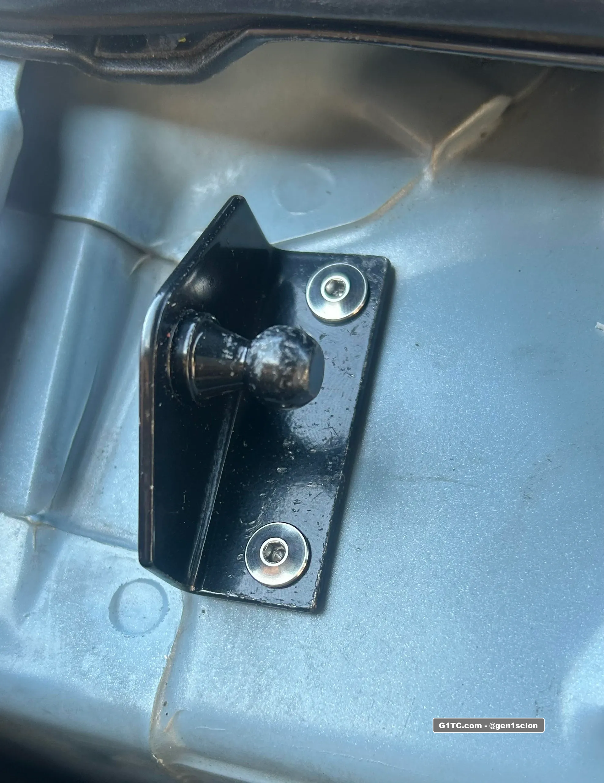 lower bracket installed for redline tuning hood strut