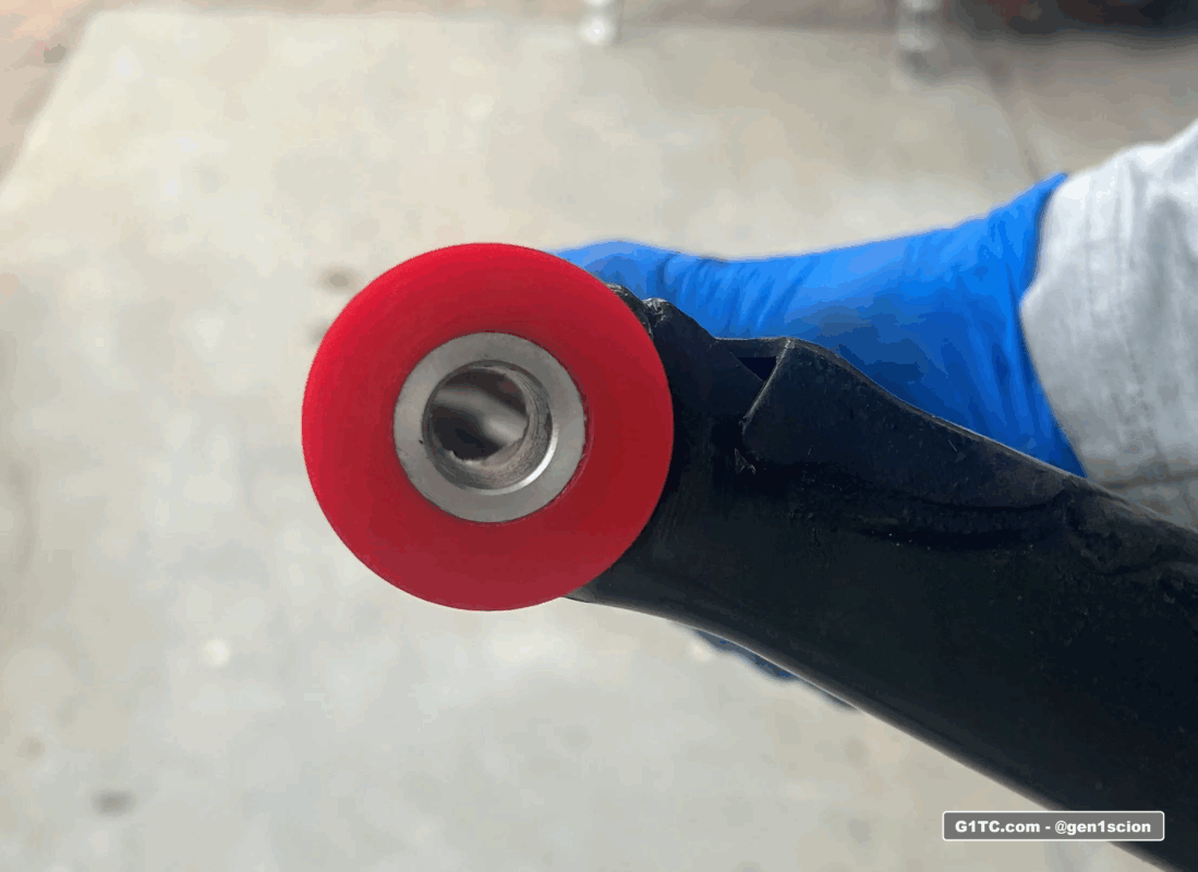 lower control arm front polyurethane bushing installed