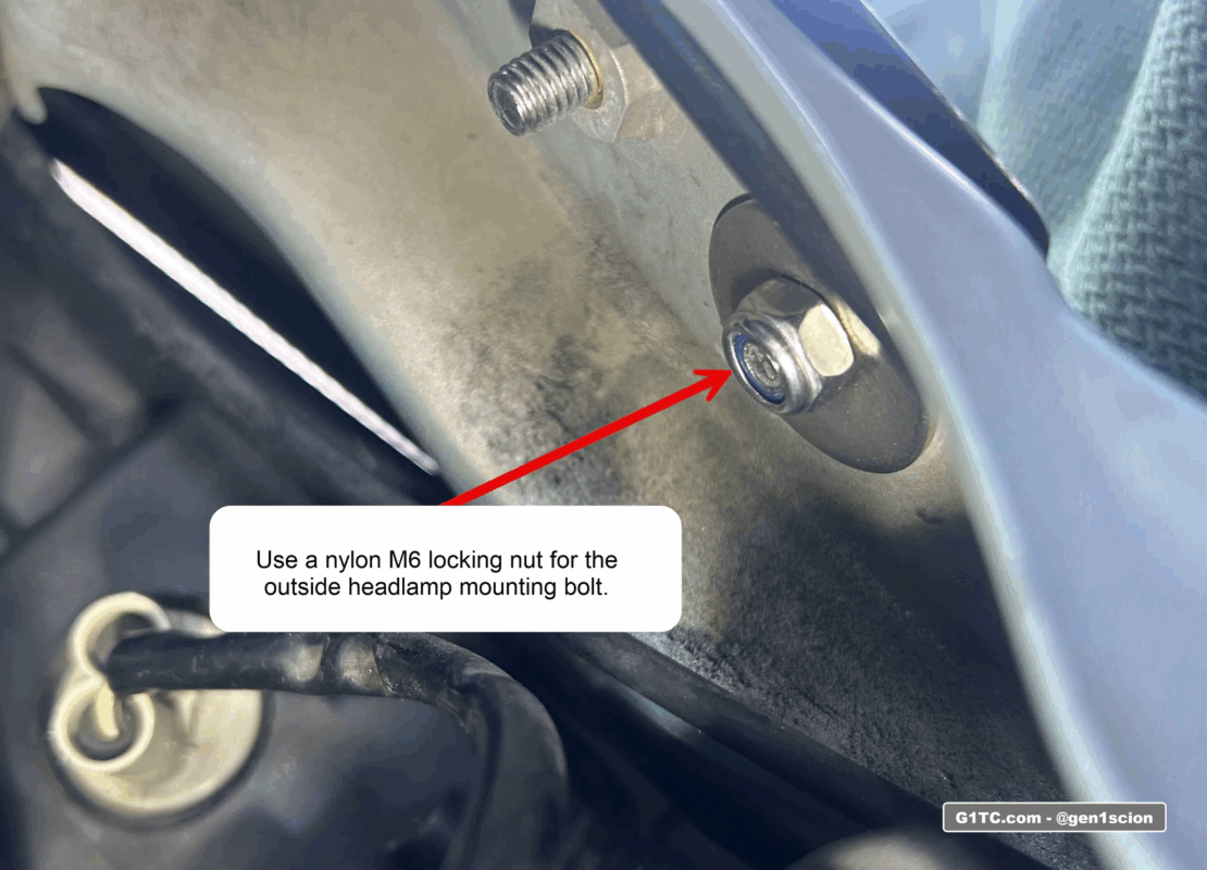 M6 locking nut for headlight bolts