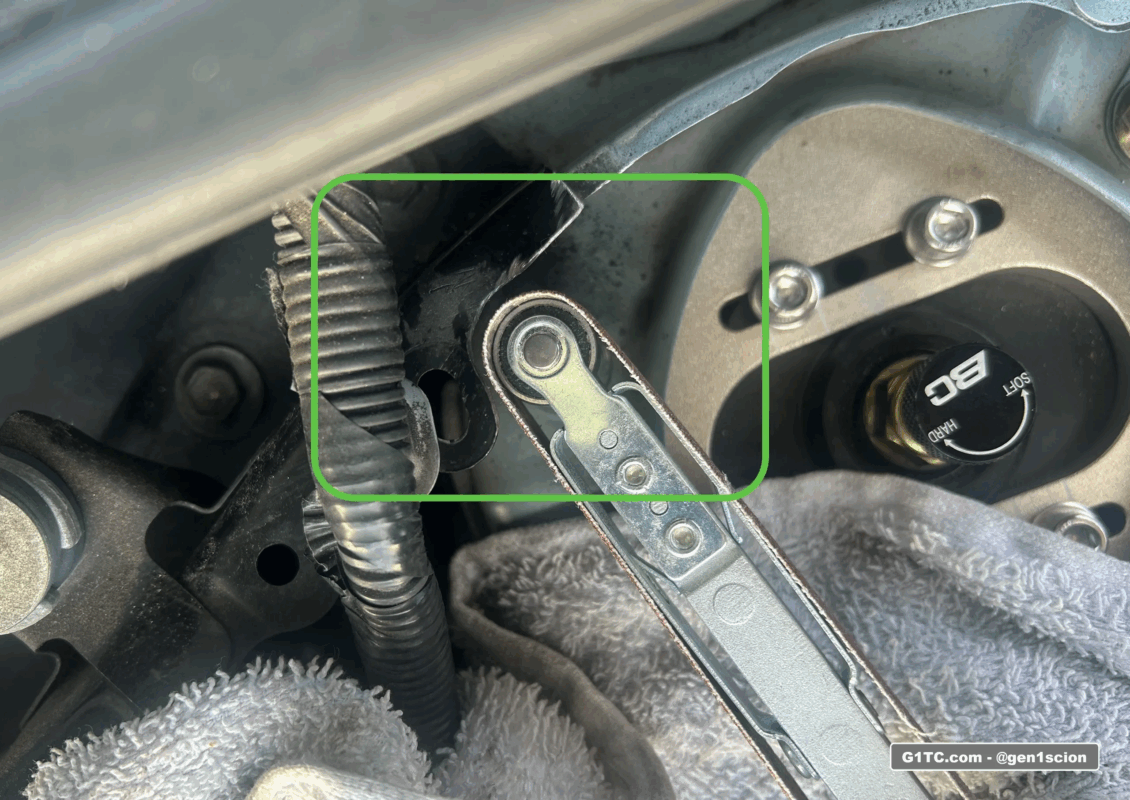 making clearance for the rear strut tower bolt on the driver side strut tower