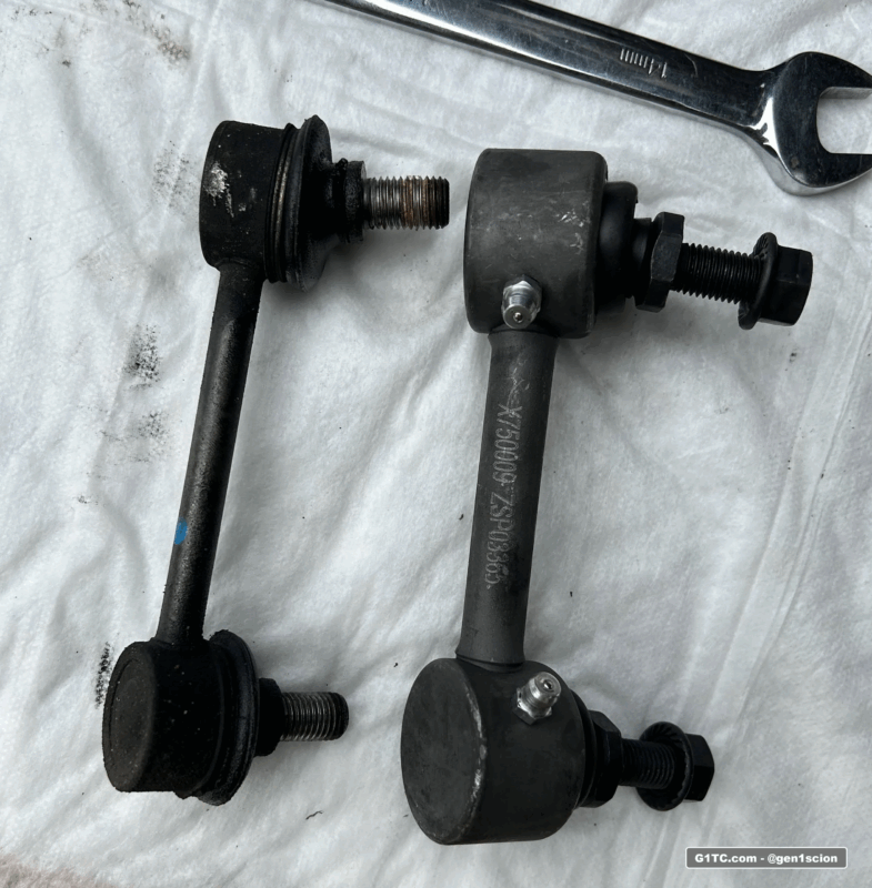 MOOG thicker rear sway bar end links compared to OEM