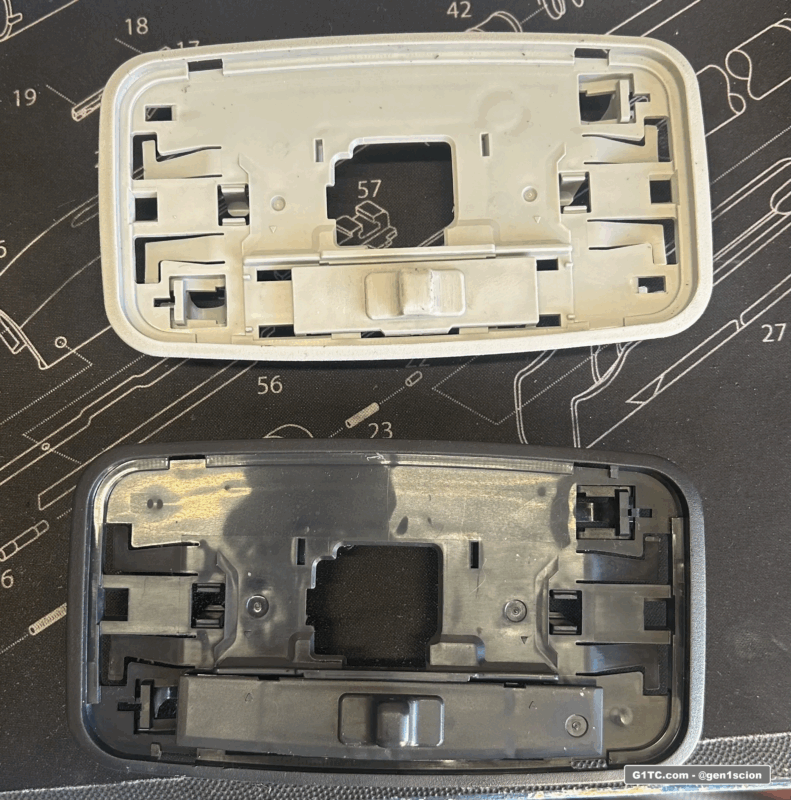 OEM Toyota rear dome light compared to scion tc stock