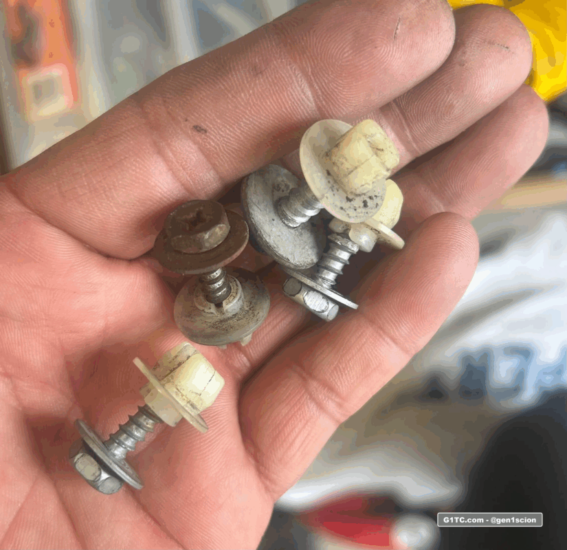 old hardware getting replaced with M6 bolts for engine dress