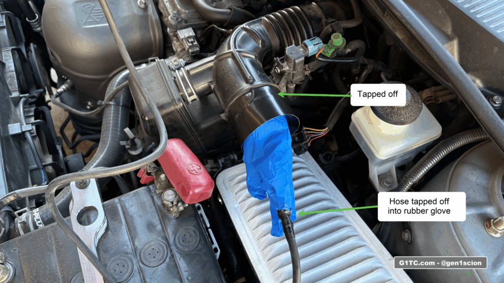 Use a rubber glove to seal off the inlet for testing