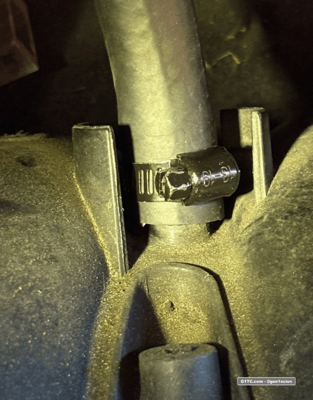 PCV Valve to air intake manifold hose clamp orientation