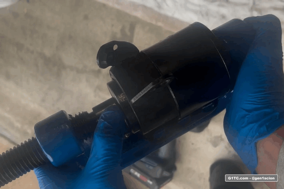 pressing out the rear trailing arm bushing with 55mm disc OMT kit