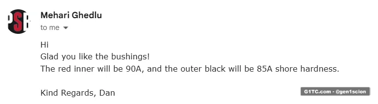 PSB 2-piece interlock bushings red inner 90a and black outer 85a