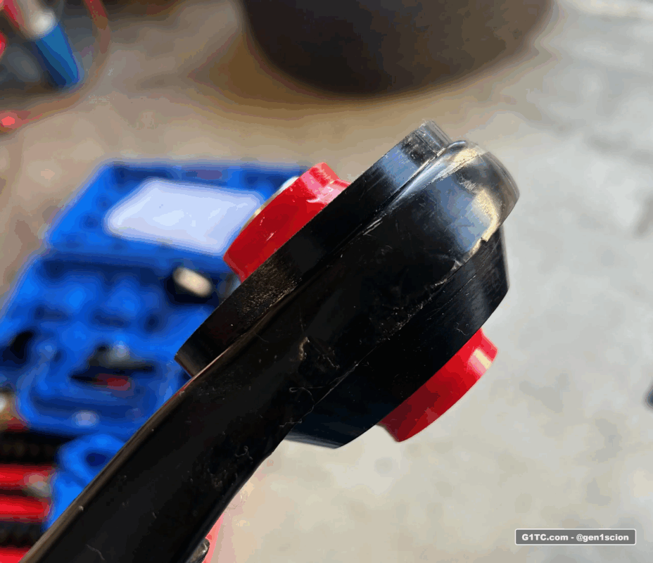 PSB polyurethane bushing installed in lower control arm scion tc