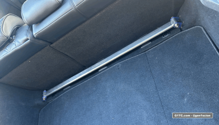 Rare Greddy rear strut tower bar for 2005-2010 Scion tC installed
