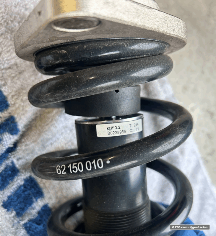 rear BC Racing BR coilover spring markings 1st gen scion tc