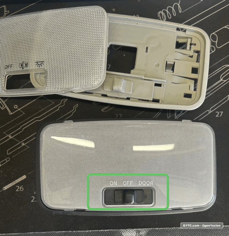 rear dome light in black OEM Toyota retrofit