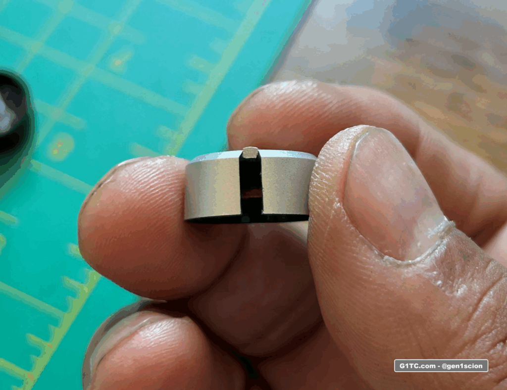 red needle swap center cap modification widen notch