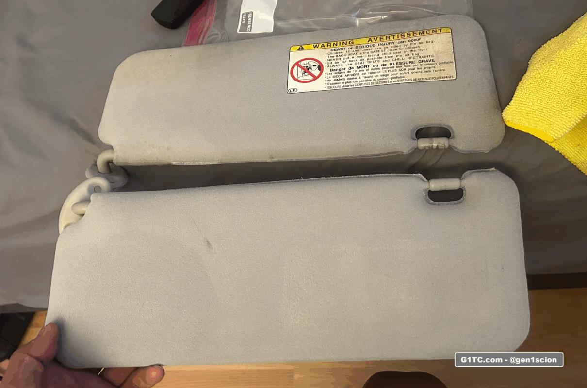 removing the warning decals from OEM sun visors