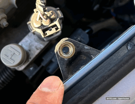 rivenut installed for M6 engine dress up bolts diverter panel