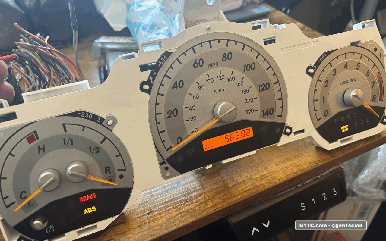 Scion tc donor test gauge cluster from ebay wired up