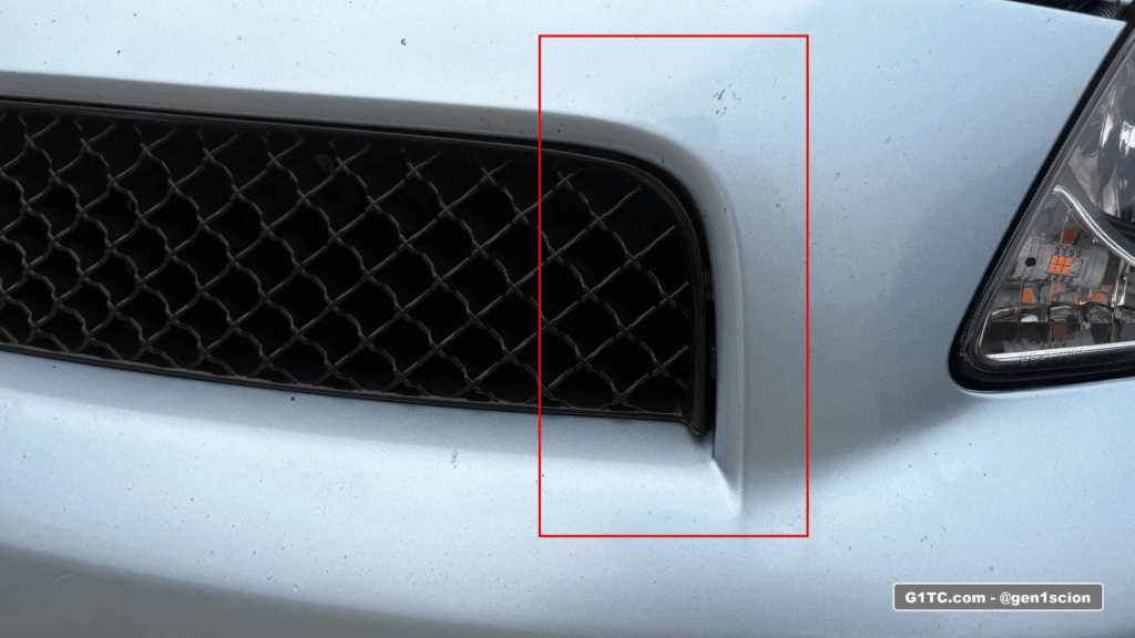 Scion tC front aftermarket grill fitment gap