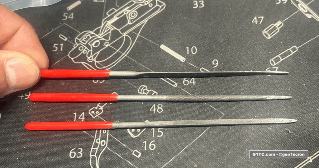 small handfiles for oil dipstick handle mod