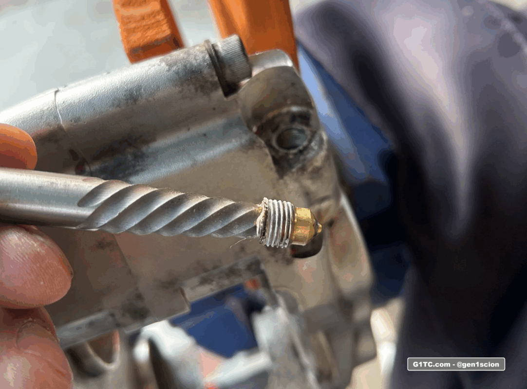 snapped brass brake bleeder bolt extracted wilwood caliper