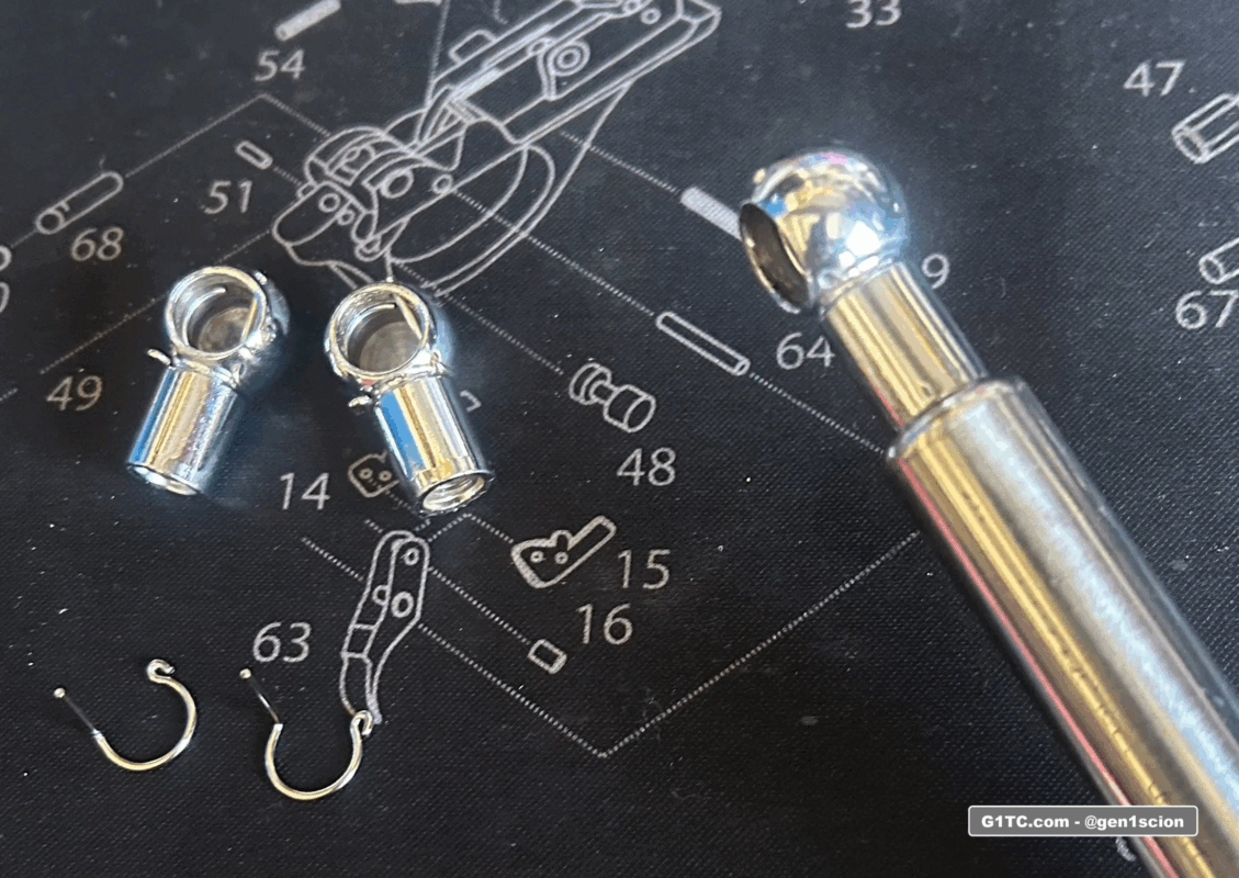 stainless steel rod end upgrade redline tuning hood strut