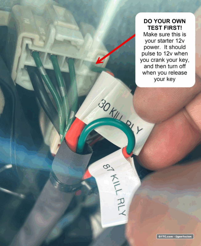 starter kill relay switch wire