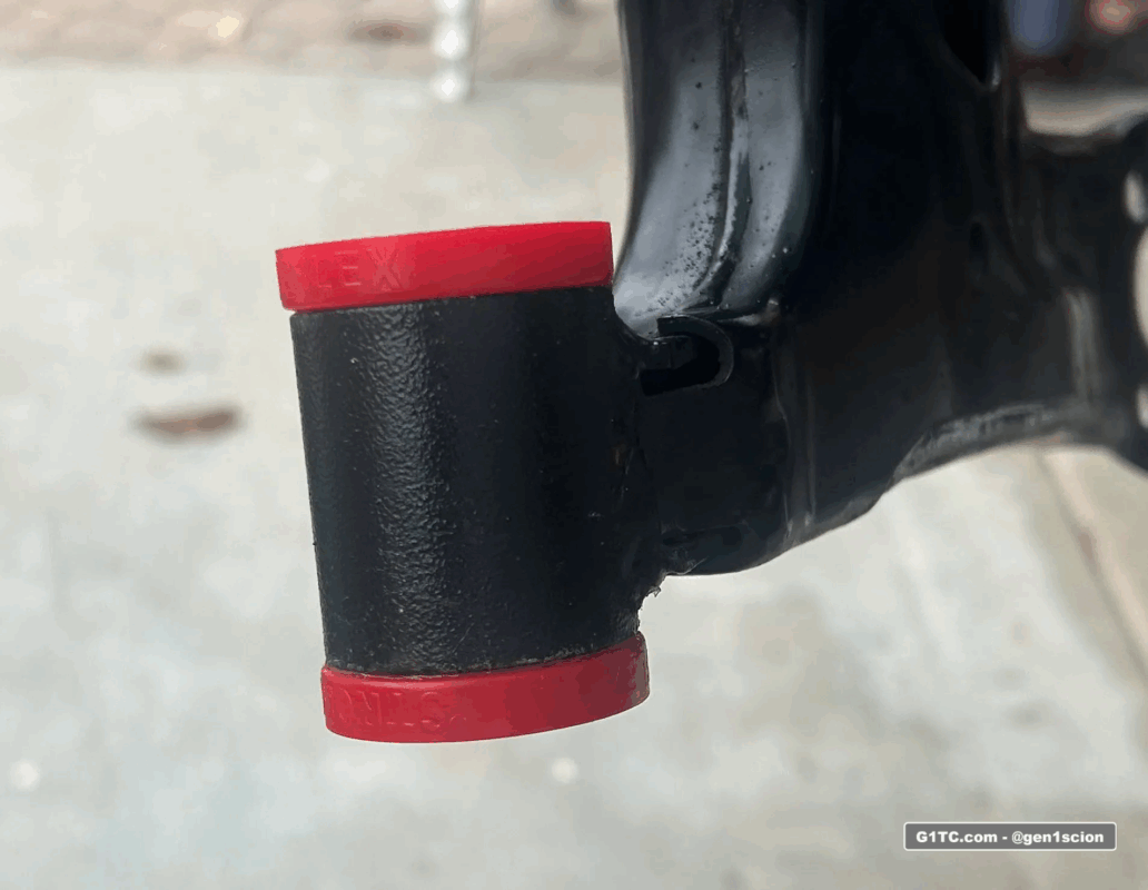 strong flex lower control arm polyurethane bushing installed