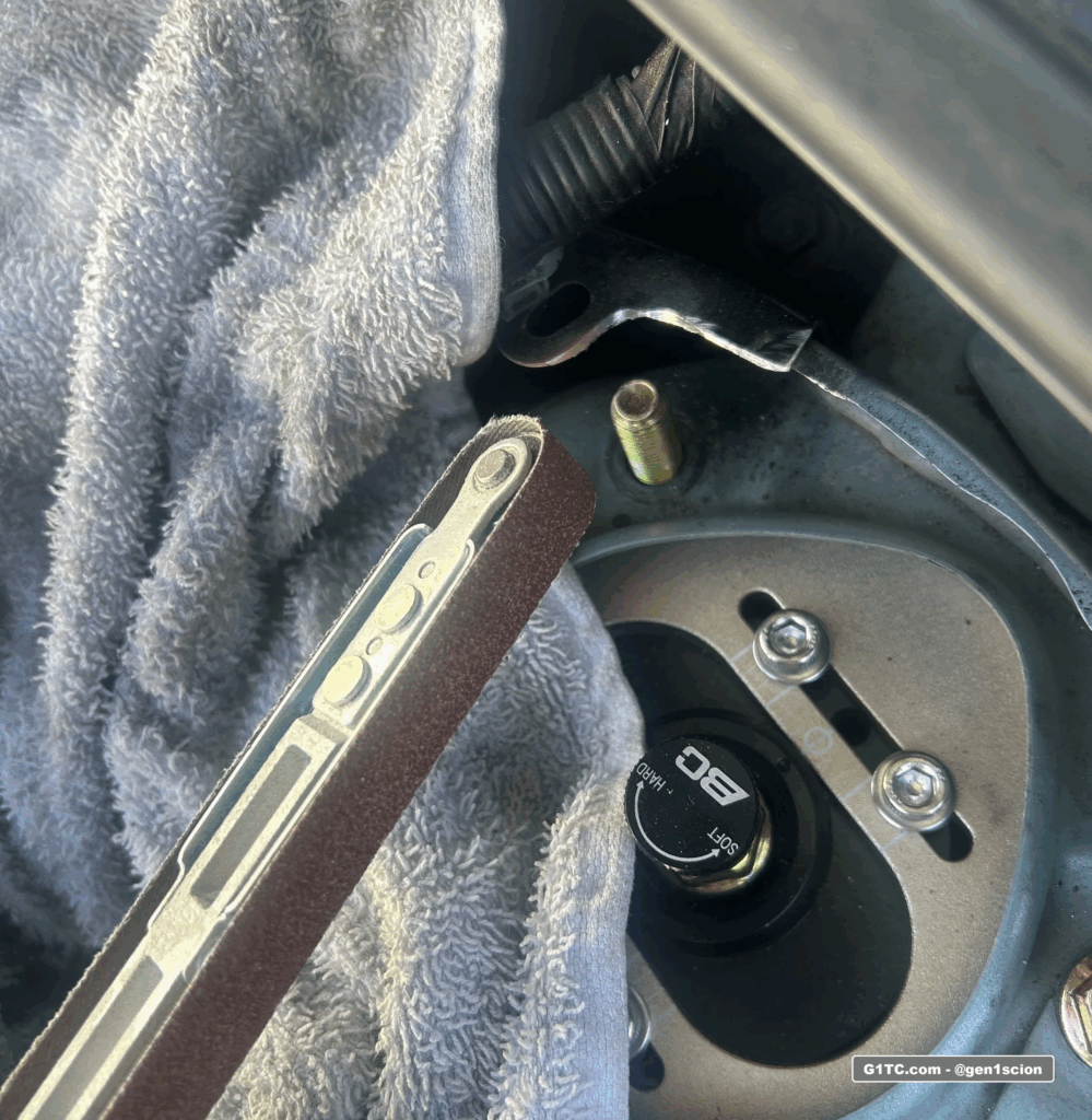 strut tower rear bolt clearance