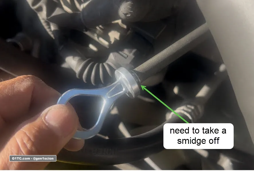 test fitting the custom oil dipstick handle