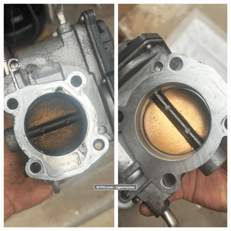 throttle body cleaning butterfly plate before and after Scion tC 2005-2010