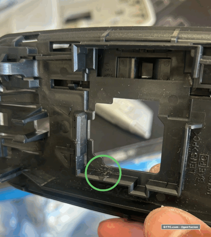 trimming the OEM black dome light to fit the first gen Scion tC