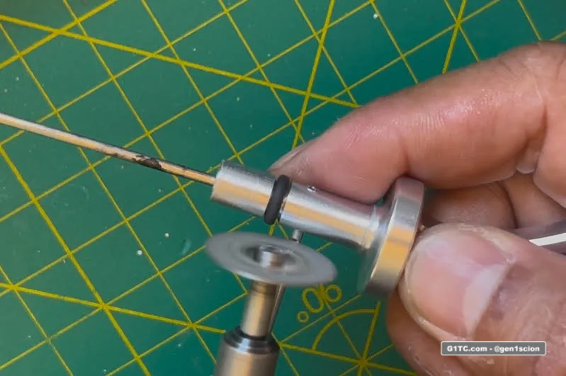 trimming the roll pin excess custom oil dipstick handle