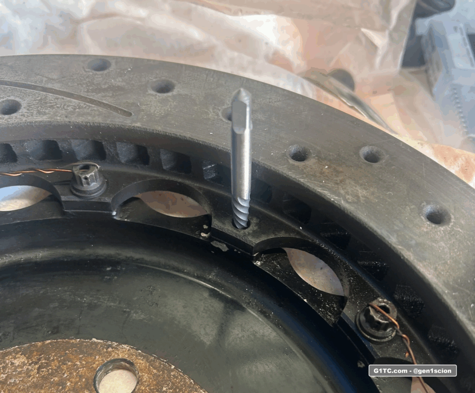 trying to remove a snapped rotor bolt on the Wilwood BBK