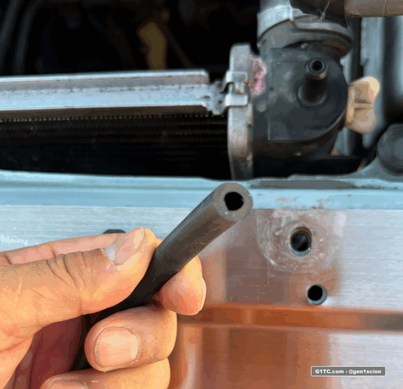 using rubber hose as a spacer filler for radiator bracket