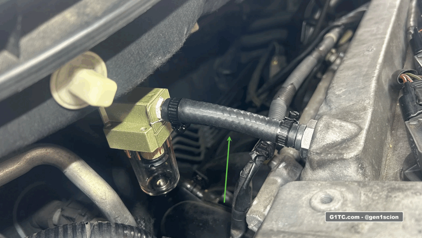 using thicker fuel rated hose for PCV to intake manifold oil catch can