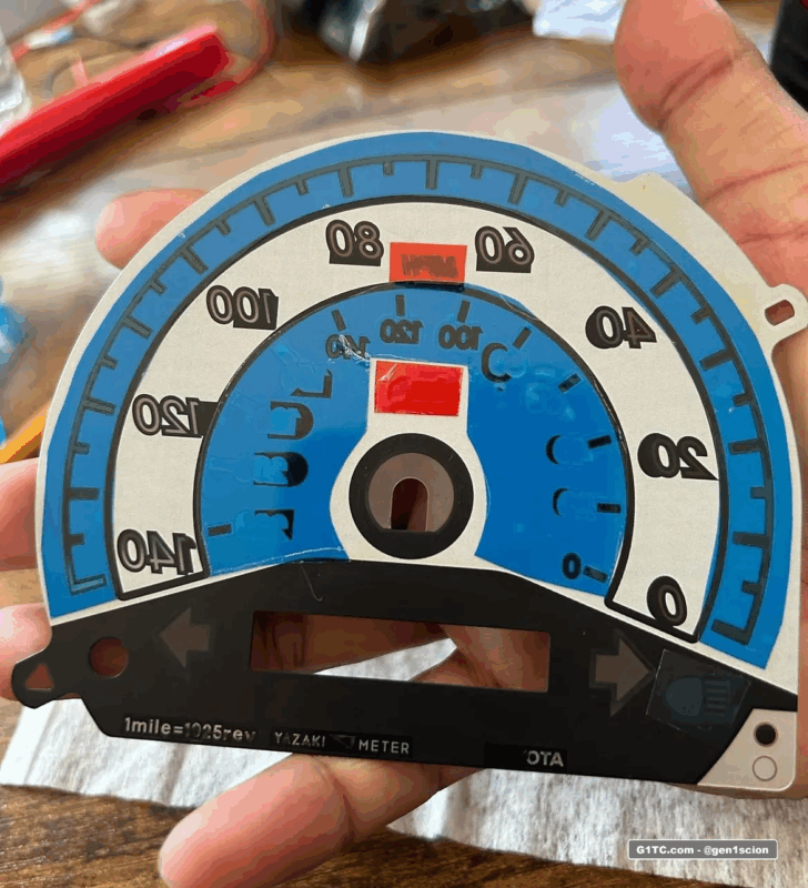 using transparent wrap on the back of the gauge face numbers